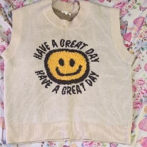 Smiley Face Cream Sweater Vest